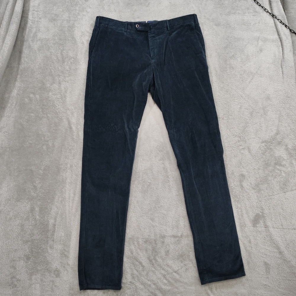 Pantaloni Torino Pants 38x36‎ Men's Wide Wale Corduroy Blue Slim Fit Stretch